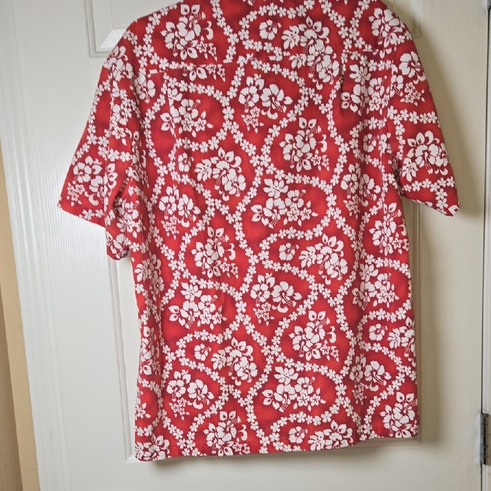 Source Unknown Lg Vtg Red & White HAWAIIAN SHIRT 🌸 LAZY DAYS BEACH OR BBQ VIBES - Picture 6 of 9
